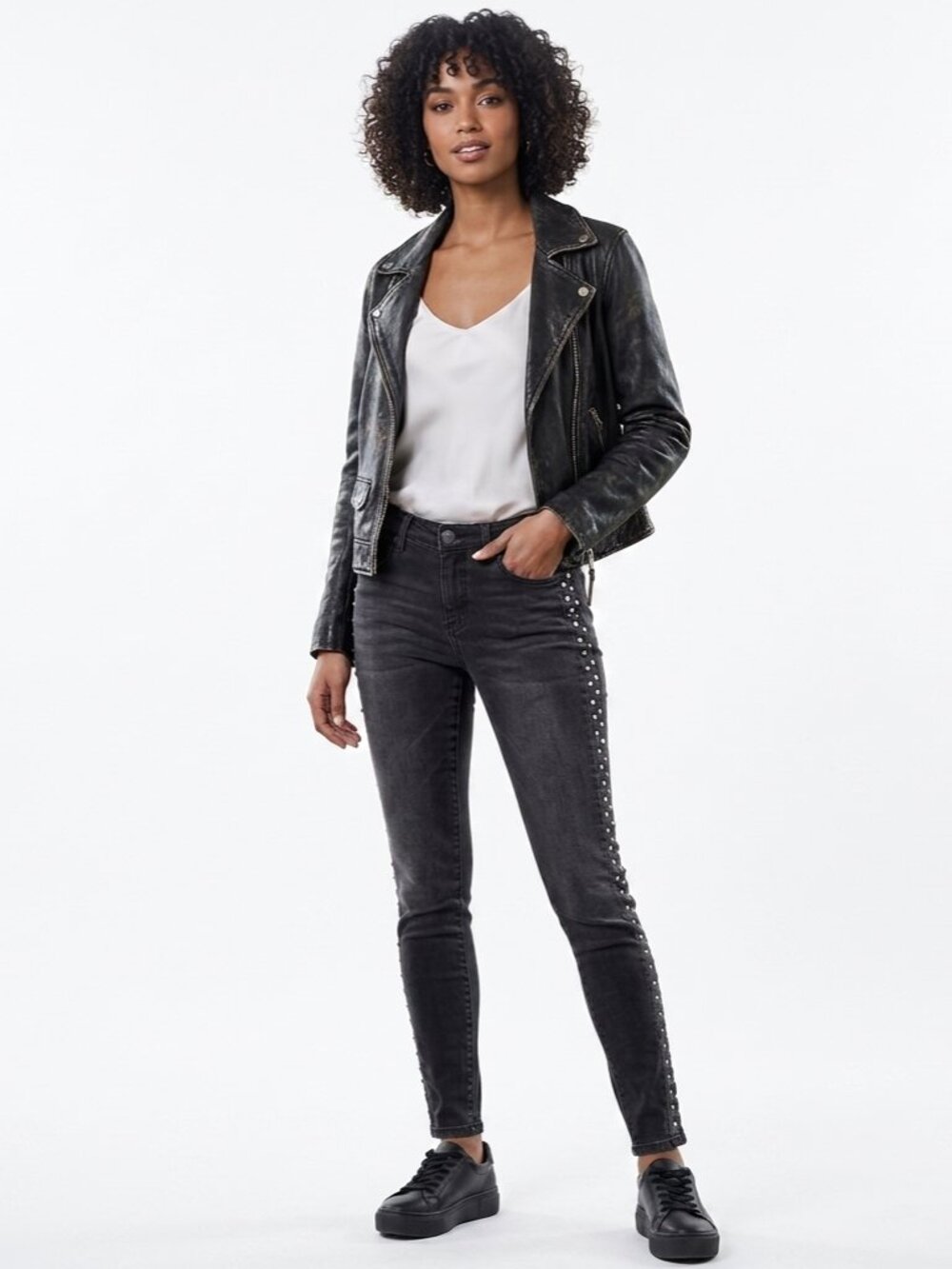H&M Black Studded Skinny Jeans